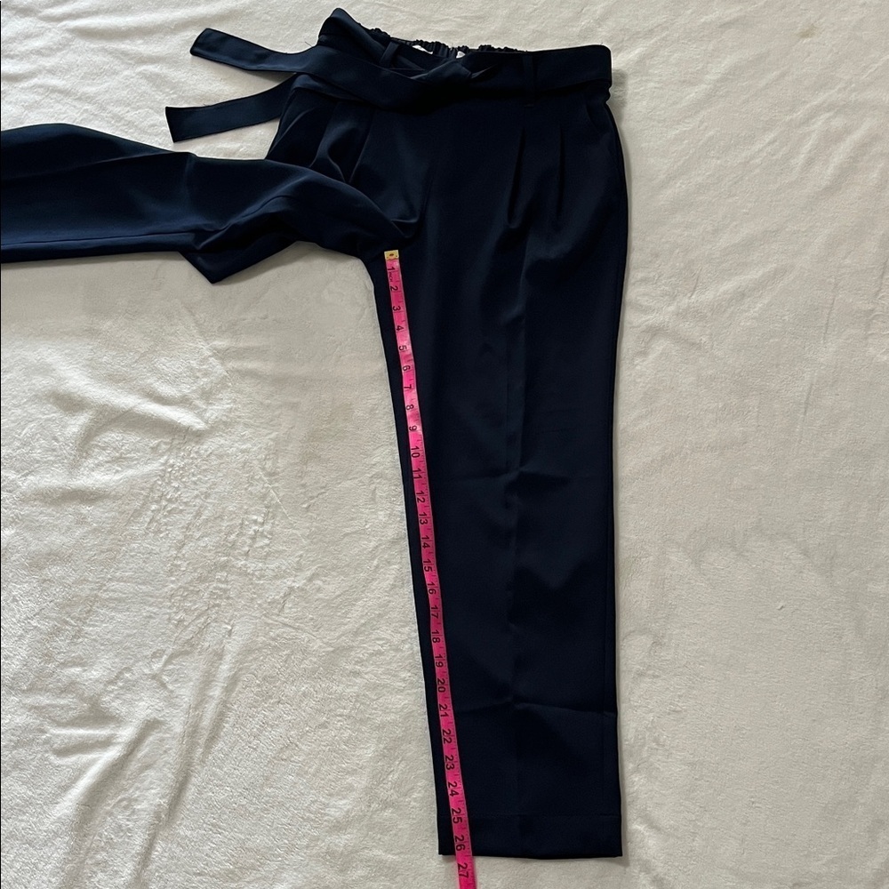 LOFT Navy Tie-Waist Trousers - Picture 4 of 10